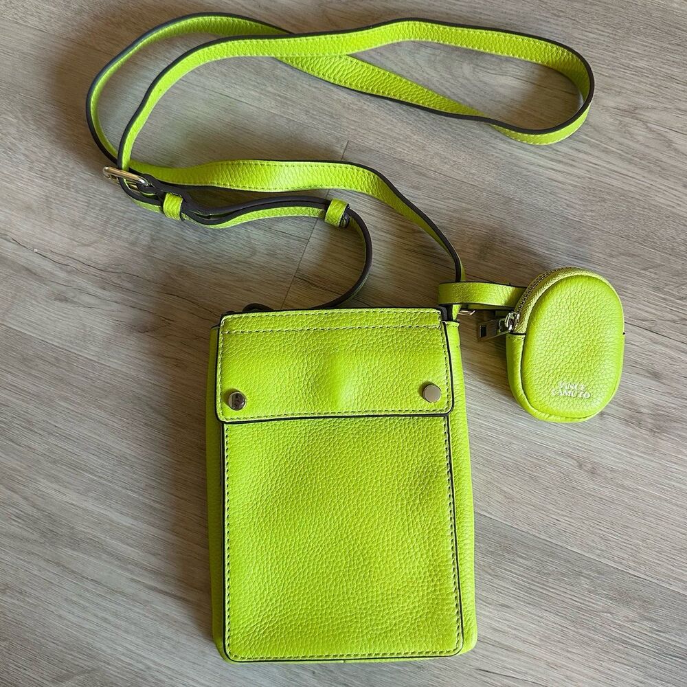 Vince Camuto Neon Acid Green Small Crossbody Bag with Pouch Charm